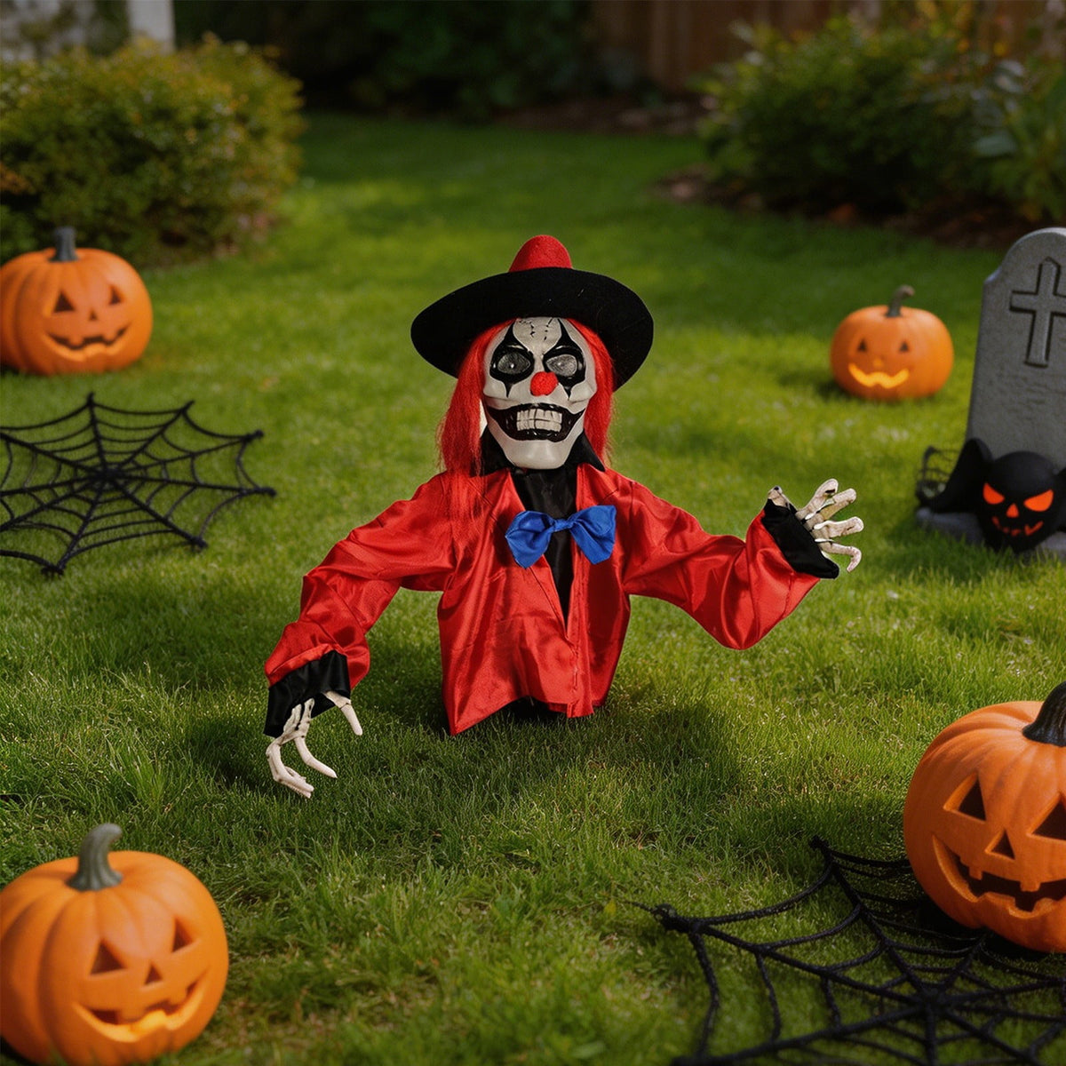 Halloween Decorations Savings, Halloween Animated Yard Stake: Voice-Activated Light Up Clown, Spooky Halloween Decor for Outdoor Patio Garden with Sound & Glow, Halloween Decorations Outdoor