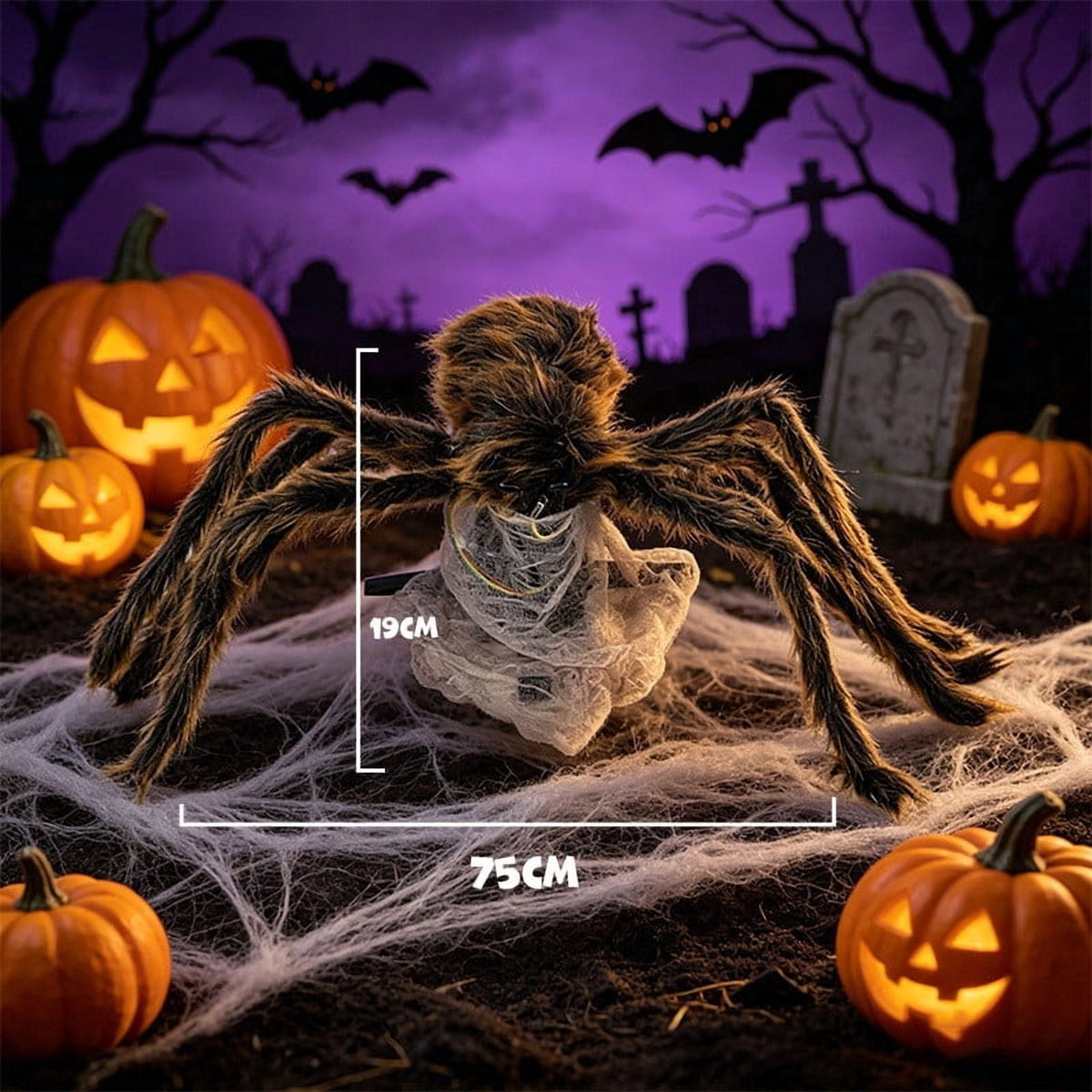 Halloween Jumping Prop Animated Pops Up Fuzzy with Light Sounds Scary Electrics Trick Toy Haunteds House Outdoor Indoor Horror Decor