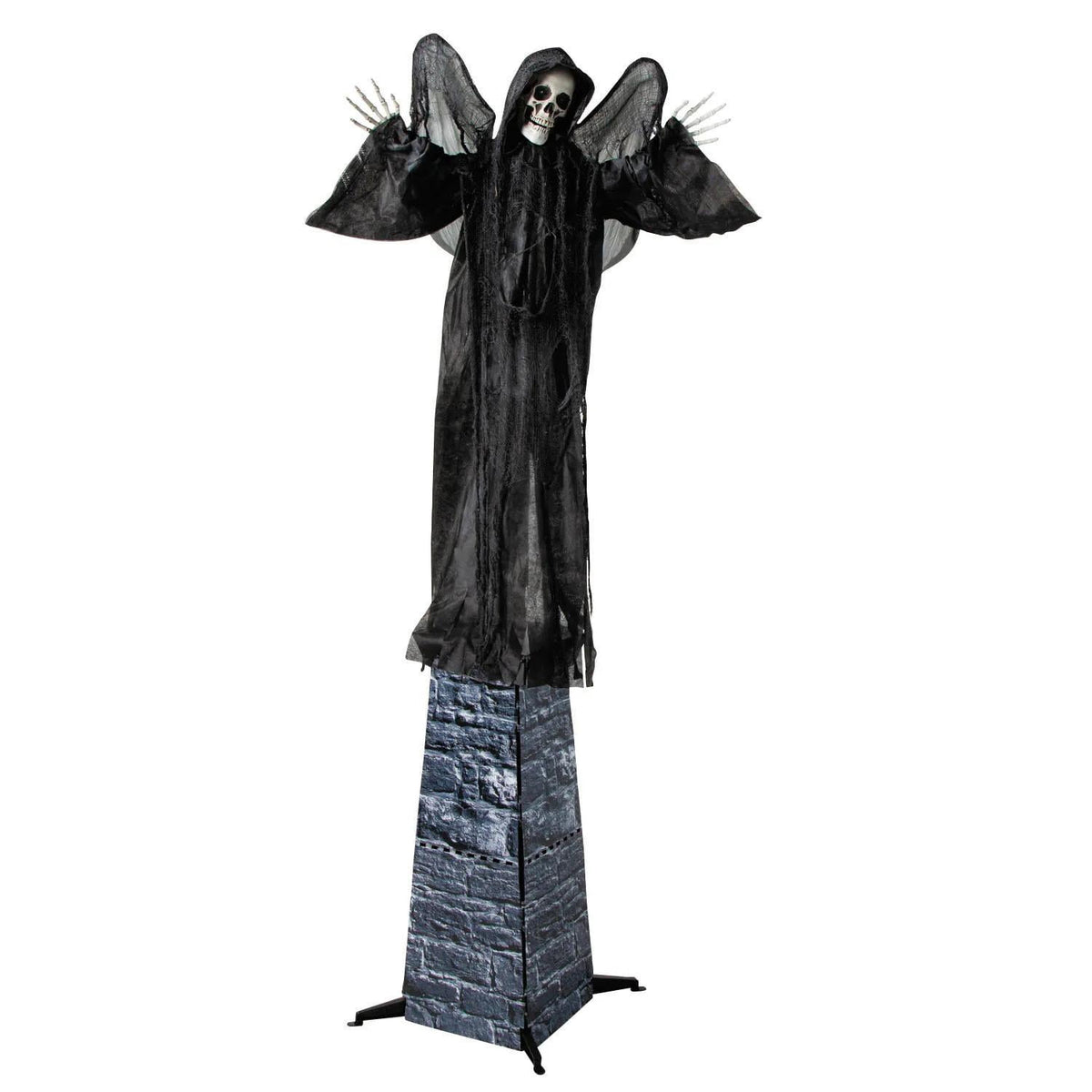 6 Ft. 2 3/4" Skeletal Reaper with Wings Animated Prop Standing Halloween Decoration
