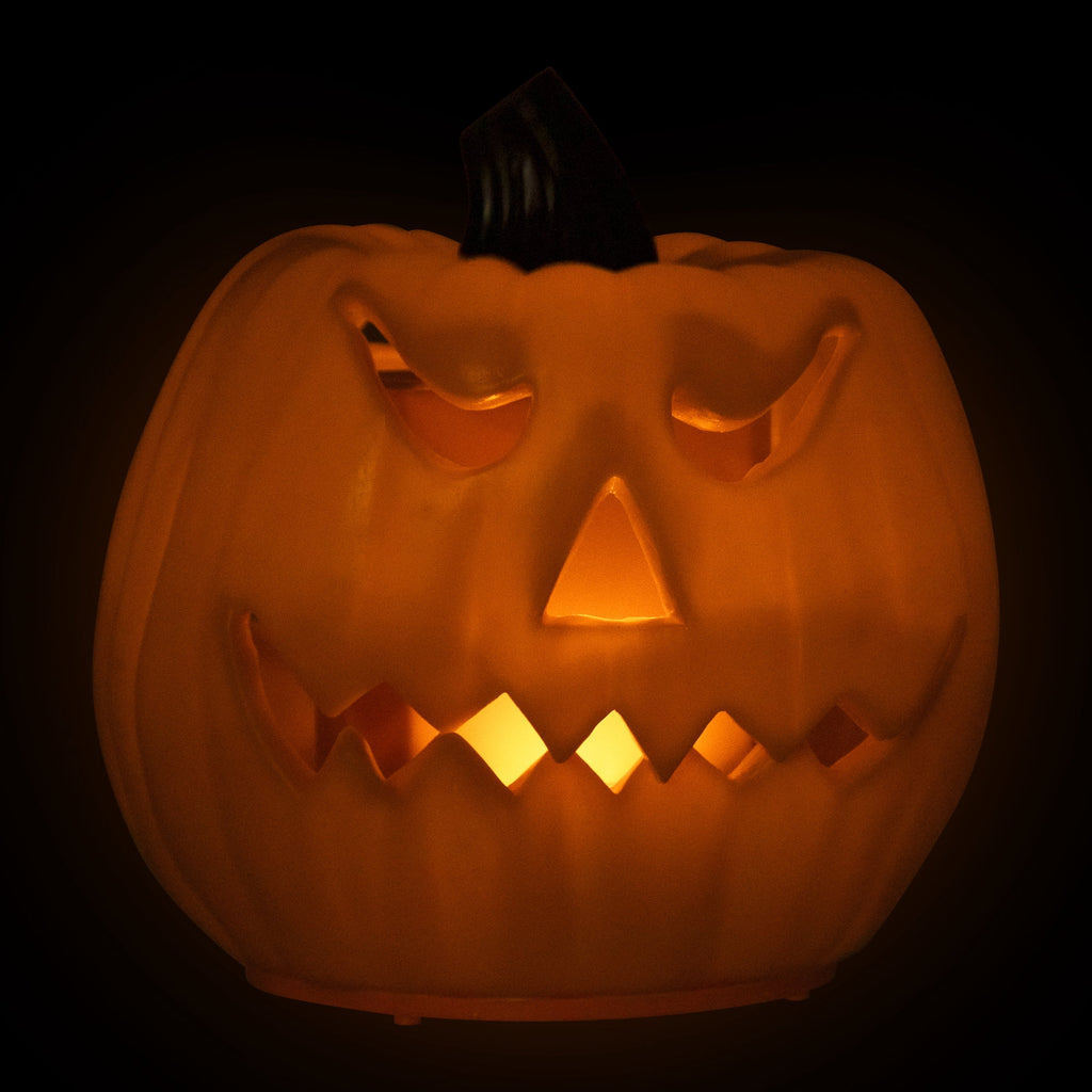 Northlight 9.75" Jack-O-Lantern Animated Double-Sided Halloween Pumpkin - Orange/Green