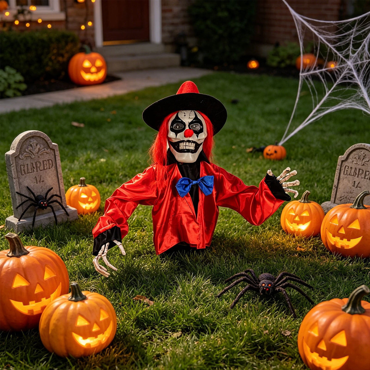 Halloween Decoration Indoor Outdoor Clearance, Activated Light Up Clown Stake Halloween Glowing Sounding Clown Yard DecorWaterproof Animated Scary Clown Ground Stake For Outdoor Patio Garden