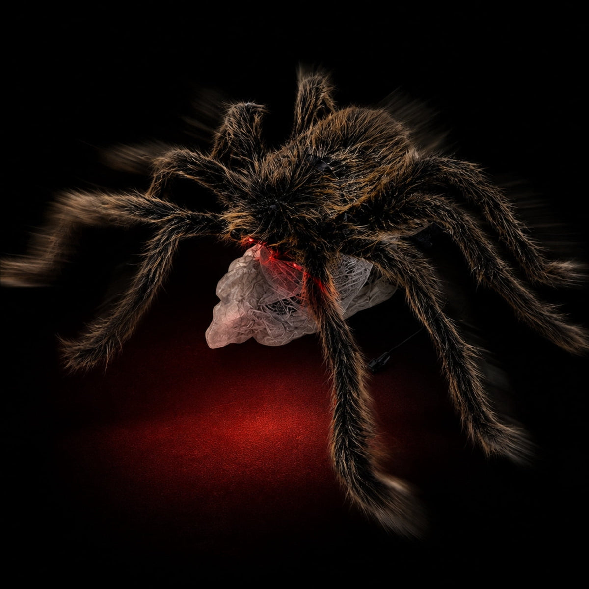 AHGQT Halloween Animated Jumping Spider Decoration, 30x7Inchs Scary Realistic Electric Bouncing Spider with Sound and Light Effects, Large Spider for Halloween Yard Decorations