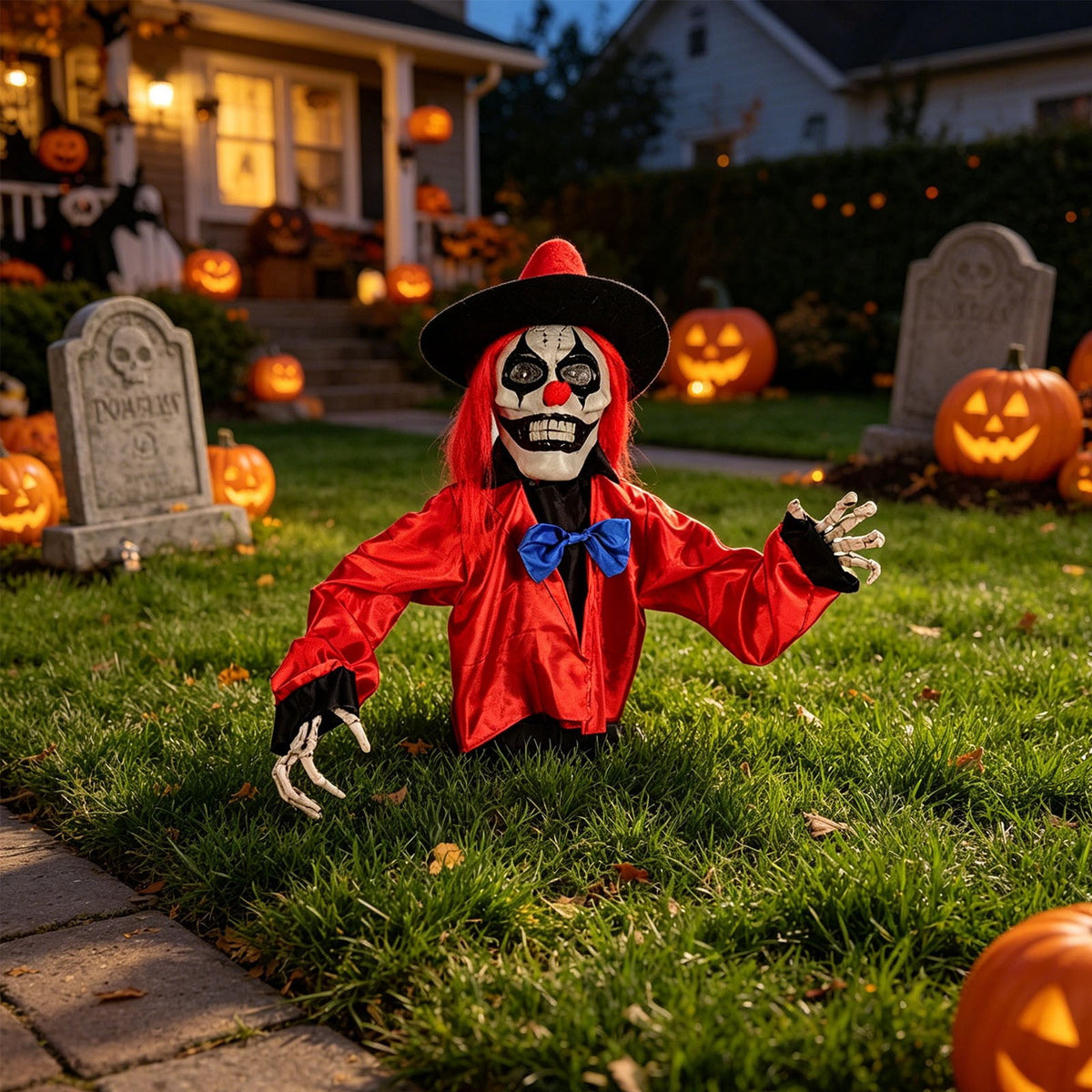 Halloween Decoration Indoor Outdoor Clearance, Activated Light Up Clown Stake Halloween Glowing Sounding Clown Yard DecorWaterproof Animated Scary Clown Ground Stake For Outdoor Patio Garden