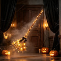 Halloween Decoration Indoor Animated Floating Witch Broom Light Up Broom with Sound Activated, Spooky Halloween Moving Witch Broom for Holiday Party Displays