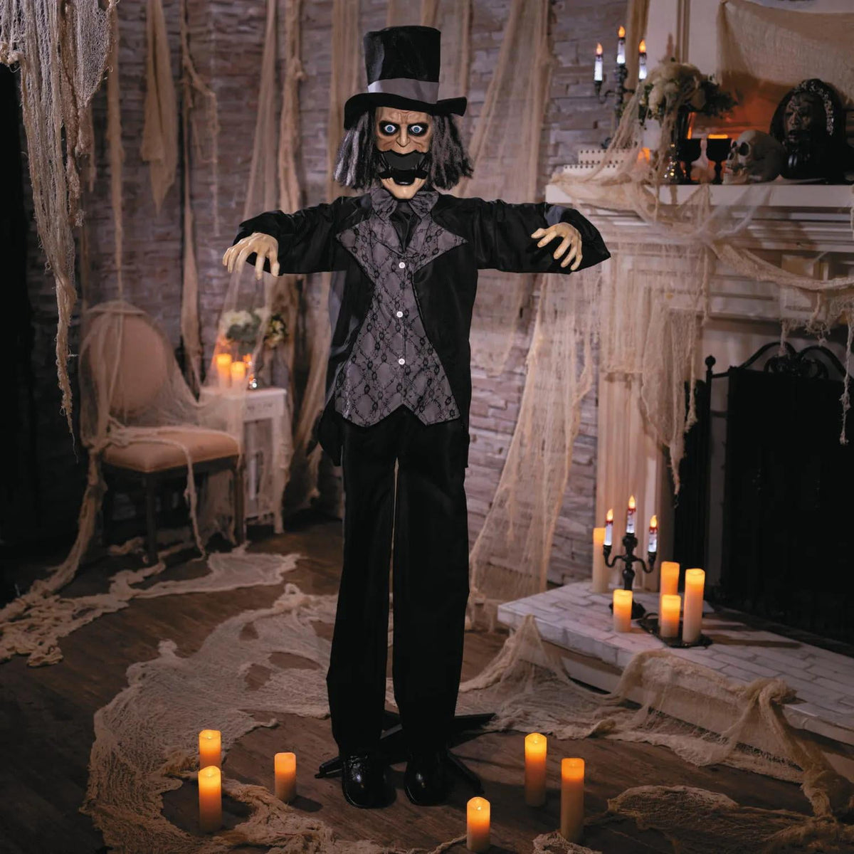 6 Ft. 2 3/4" Animated Standing Pop-Up Jaw Groom Halloween Decoration