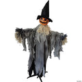Sunstar Scarecrow Pumpkin with Hat Animated Halloween Decoration - 6 ft