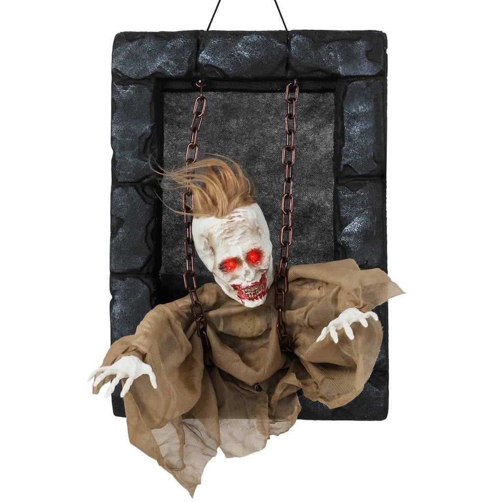 Costway Halloween Hanging Animated Zombie Prisoner Decoration Glowing Eye Indoor Outdoor