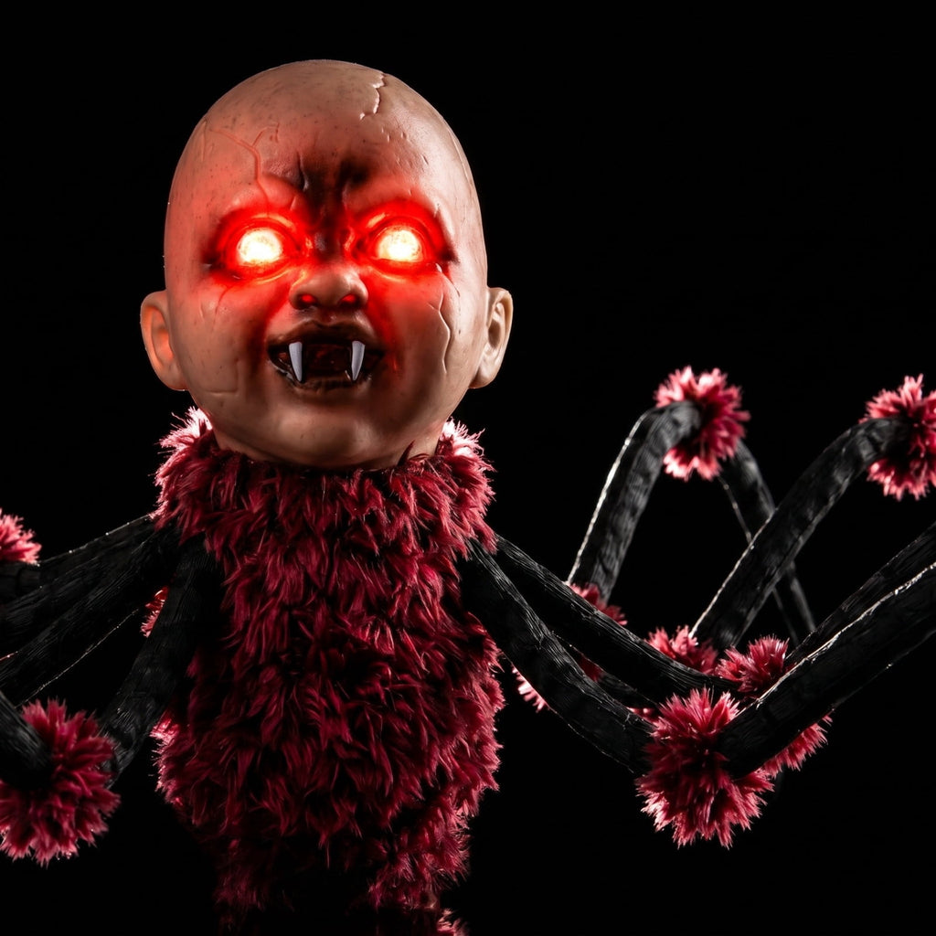 ShengapQ Halloween Animated Creepy Head Prop, Touch Activated Walking Horror Toy, Flashing Red Eyes, Scary Sounds, Indoor Outdoor Decoration, Prank Toy for Halloween Party