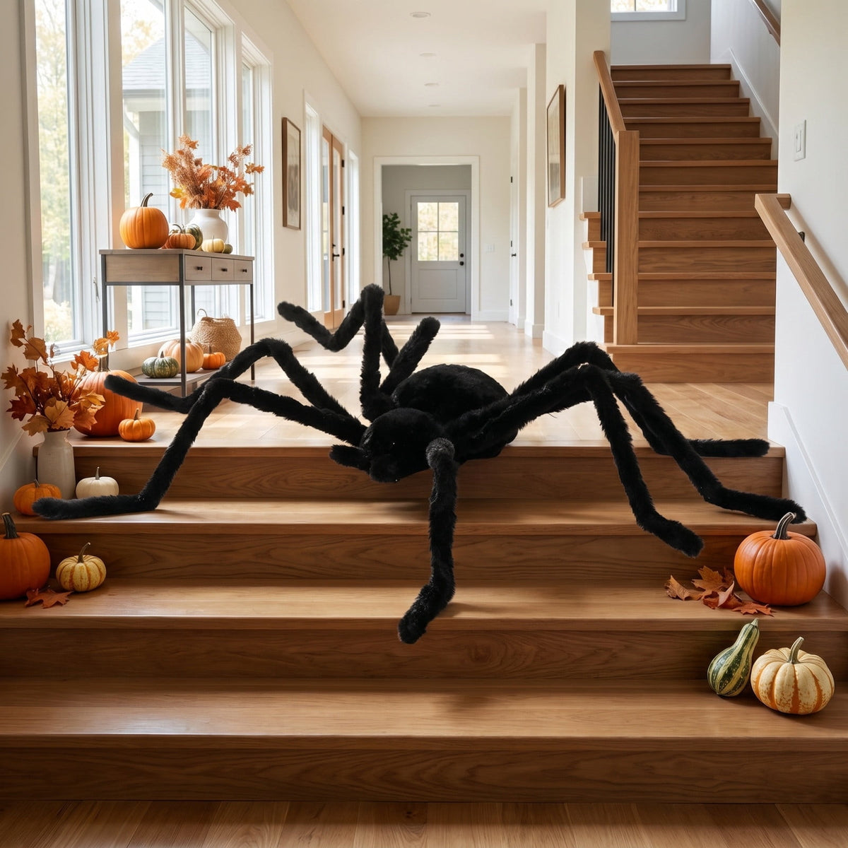 Animated Halloween Props, 29" Giant Sound Activated Spider Toys, Creepy Realistic Plush Spider Crawling on Wall for Home Bar Decor (Wall type)